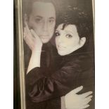 Black and white framed photograph of Liza Minnelli and David Gest 39cms x 25cms