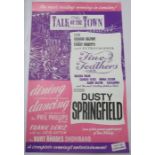Dusty Springfield Talk of The Town Leicester Square 1968 Concert Poster. 52cms x 31.5cms
