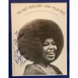 Roberta Flack signed sheet music The First Time Ever I Saw Your Face 26.5cms x 20cms