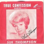 Two Sue Thompson Signed singles I Need A Harbour and True Confession plus signed sheet music for