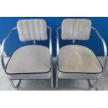 Art Deco style pair of chrome & upholstered office/bedroom chairs