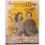 Buttons & Bows original sheet music signed by Jane Russell and Bob Hope