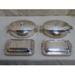 Two large pairs plated entrée dishes Romney Sheffield & Gladwin Ltd Sheffield