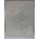 Janet Jackson eight line letter to David Gest signed Janet