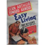 Easy Living Movie Poster 1937, Paramount Pictures, linen backed. 104cms x 69cms