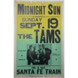 The Tams Sunday 19th September 1971 Santa Fe Train Concert Poster. 55.5cms x 35.5cms