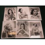 Six signed photographs including Jane Russell, Jane Greer, Margaret O?Brien, Ann Miller, Kathryn