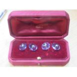 Box pair of Amethyst cuff links set with brilliant white stone Paris retailer