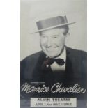Maurice Chevalier Poster with Maurice Chevalier Straw Boater with facsimile signature to inside