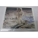 Buzz Aldrin photograph signed ?To David Gest with best wishes Buzz Aldrin? 20.5cms x 26cms