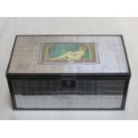 Hardwood mirrored vintage cigar box decorated with a nymphette panel