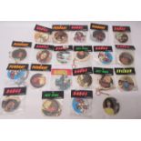 Twenty One original Anabas Badges, Keyrings and stickers, featuring Jackson 5, Mick Jagger,