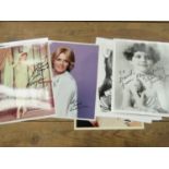 Seven signed photographs including Jane Russell, Jane Greer, Margaret Obrien, Jennifer Jones,