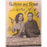 Buttons & Bows original sheet music signed by Jane Russell