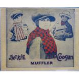 Jackie Coogan Muffler complete with box, Two Jackie Coogan Glass sweet figures 1925