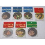 Seven badges by Pasdecor 1970?s including Michael Jackson, Donny Osmond, David Cassidy and Jimmy