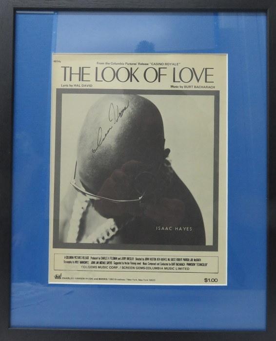 Isaac Hayes - signed Look of Love Sheet Music, framed and glazed. 27cms x 21cms