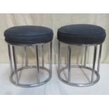 Pair of 20th century chrome and upholstered stools