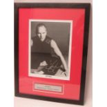 Sting - signed black and white photograph, framed and glazed. 25cms x 18cms