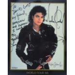 Michael Jackson World Tour 88 Photograph signed with dedication ?To David Gest my friend here, now