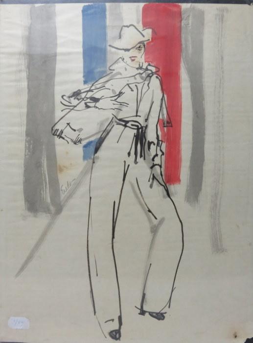 Liza Minnelli - sketch/painting - possible art work for use on concert poster, signed by artist