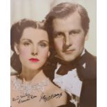 Frances Dee and Joe McCrea colour promotional photograph signed by both 31cms x 25.5cms