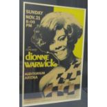 Dionne Warwick Original concert poster for Auditorium Arena Sunday 21st November 1971 framed and
