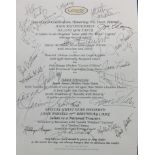 Two David Gest Celebration Honouring Ann Rutherford menus from Loews Santa Monica Beach Hotel signed