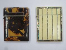 Two 19th century calling card cases, one in ivory with abalone, the other in tortoise shell with