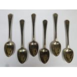 Set of six William IV hallmarked silver spoons, London assay mark, initialled WE, dated 1832,