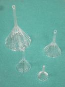 Set of 4 graduated and had blown 19th century glass scent funnels.