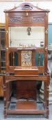 Mahogany mirror back hallstand, with carved art nouveau decoration & art nouveau plaque