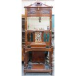 Mahogany mirror back hallstand, with carved art nouveau decoration & art nouveau plaque