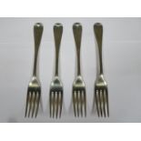 Set of four hallmarked silver forks by John Round & Son LTD, Sheffield assay mark, dated 19, approx.