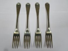 Set of four hallmarked silver forks by John Round & Son LTD, Sheffield assay mark, dated 19, approx.