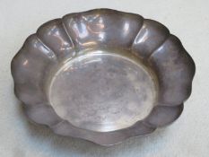 Hallmarked silver wave edged fruit bowl. Chester assay dated 1962 by Barker Brothers Silver Ltd.