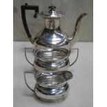 Hallmarked Silver Three piece Tea set By E.H. Parkin. Sheffield Assay Dated 1970,Total Weight 1363.8