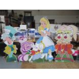 Six large Walt Disney's Alice in Wonderland promotional character cut out boards, plus one smaller