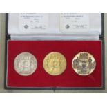 Cased set of three Gold, Silver and Bronze 1872-1972 centenary FA Cup commemorative medals, by