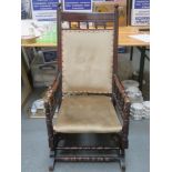 Victorian mahogany framed & upholstered American Rocking Chair