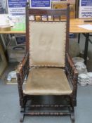 Victorian mahogany framed & upholstered American Rocking Chair