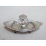 Asprey of London hallmarked silver & glass inkwell on stand dated 1908. Total weight Approx. 207.1g