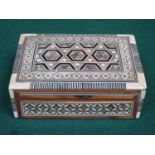Vintage Indian Vizagapatam storage box, inlaid with ivory and mother of pearl decoration