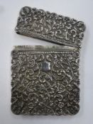 Early 20th century Indian silver hinged calling card case, ornately decorated with scrolled