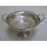 Hallmarked silver two handled and stemmed sweet dish, Chester assay mark, dated 1912. Total weight