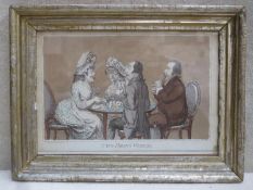 James Gillray (1757-1815) framed colour engraving - Two-Penny Whist, 23.5cms x 16cms