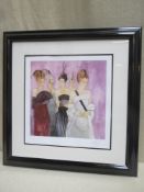 Franck. L, framed limited edition polychrome print, depicting ladies of fashion, pencil signed and