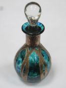 Hallmarked silver overlaid multi-coloured glass perfume / scent bottle with stopper. Marks