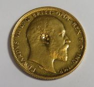 King Edward VII 1907 gold full sovereign, Melbourne mint
