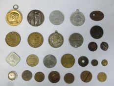 Mixed lot of various commemorative medals, coins, tokens, Geoge VI faithful service medal, 1790